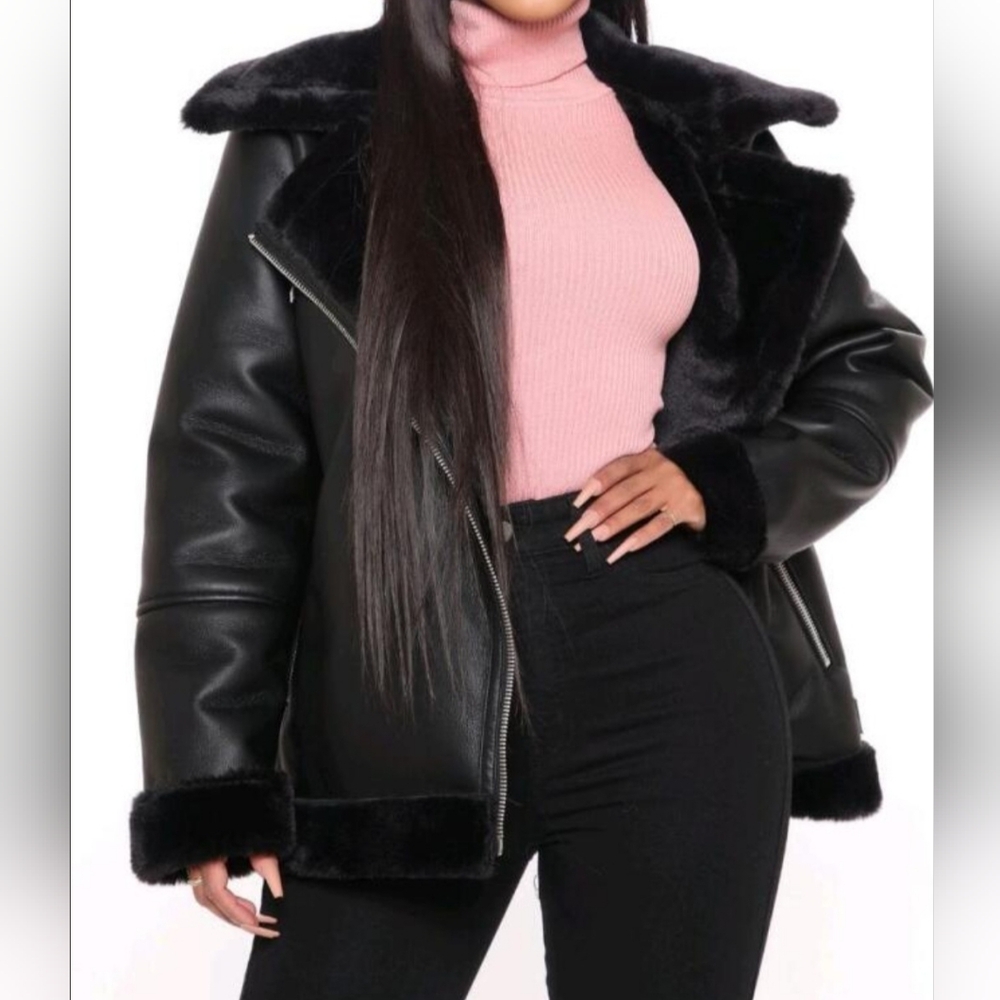 NEW Faux Leather/ Faux Fur Jacket